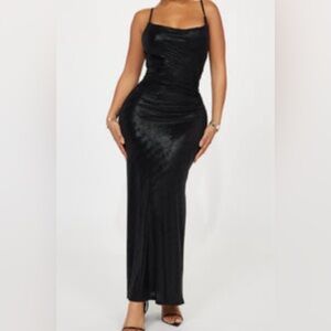 Elegant Black Metallic Strap Dress